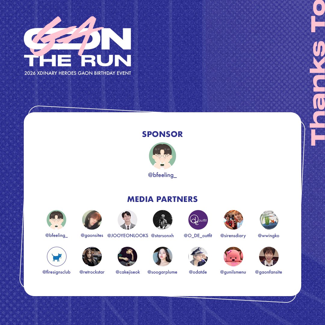 GA_ON_THERUN's tweet photo. We'd like to relay our gratitude to our sponsor &amp; media partners, thank you for helping this event happen! 💙

@bfeeling_ @JOOYEONLOOKS @wwingko @cakejiseok @starsonxh @gaonsites @sirensdiary @O_DE_outfit @firesignsclub @retrockstar @gunilsmenu @soogarplume @odatde @gaonfansite https://t.co/6c75XX1qP1