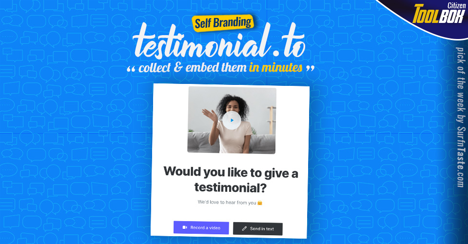 SurfnTaste's tweet image. Vous êtes candidat ou entrepreneur? Pensez à accompagner votre offre d'un témoignage vidéo accrocheur! Nous avons testé pour vous @testimonialto : cutt.ly/T3HK8JS - Pensez à contacter vos admirateurs et anciens collaborateurs!

#onlinereputation #personalbranding #smo