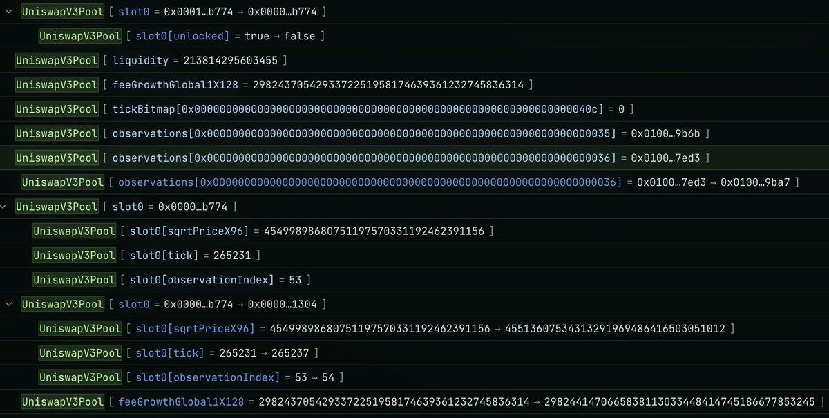 Bitmay's tweet image. One of my fastest ways to uncover 0-day vuln is by deep diving into storage history.

This the case i often encounter when auditing smart contracts:

I compare balance changes against the function logic.

For example code shows a fee deduction or it could be complex math.

But