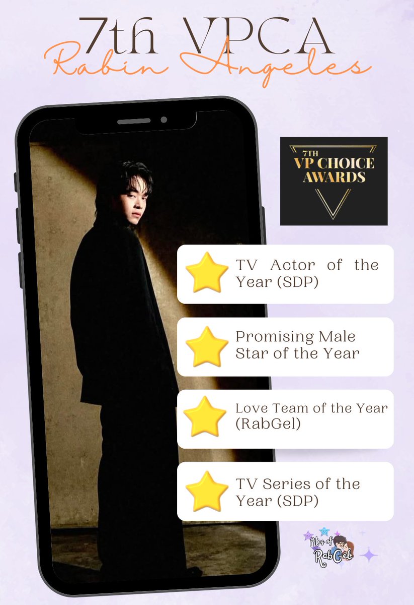 Rabin Angeles’ Nominations at the 7th VPCA.✨

Cast your votes via the VP Choice Awards App Or vote online at vpchoiceawards.com