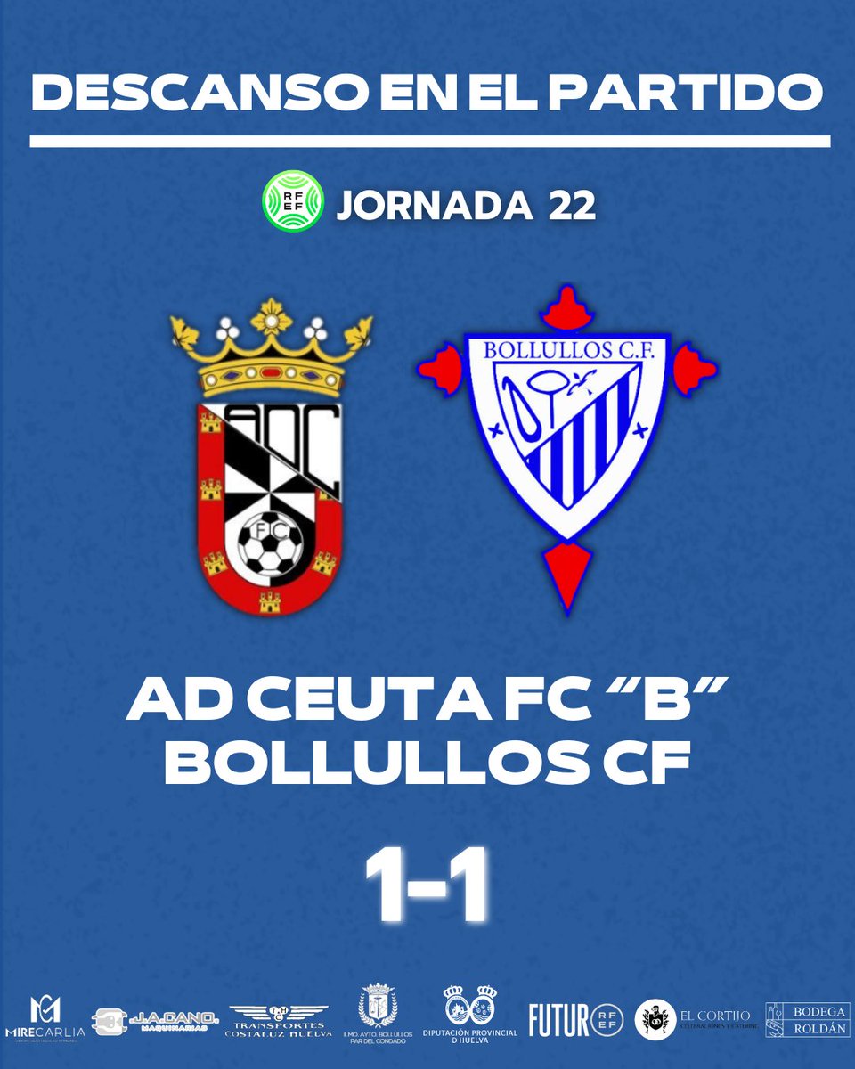 🛑 ¡Descanso en el partido!

AD Ceuta FC "B" 1️⃣
Bollullos CF 1️⃣

#CeutaBBollullos #VamosMiBollullos