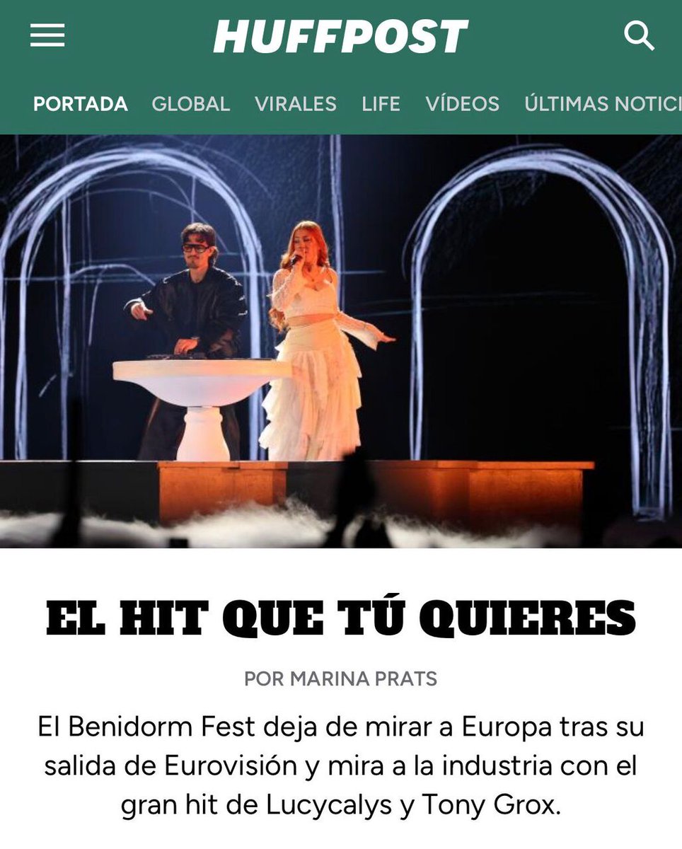 AHORA, EN PORTADA:

El Benidorm Fest deja de mirar a Europa tras su salida de Eurovisión y mira a la industria con el gran hit de Lucycalys y Tony Grox 

Por @Marinaprats2 
dozz.es/oqsm34