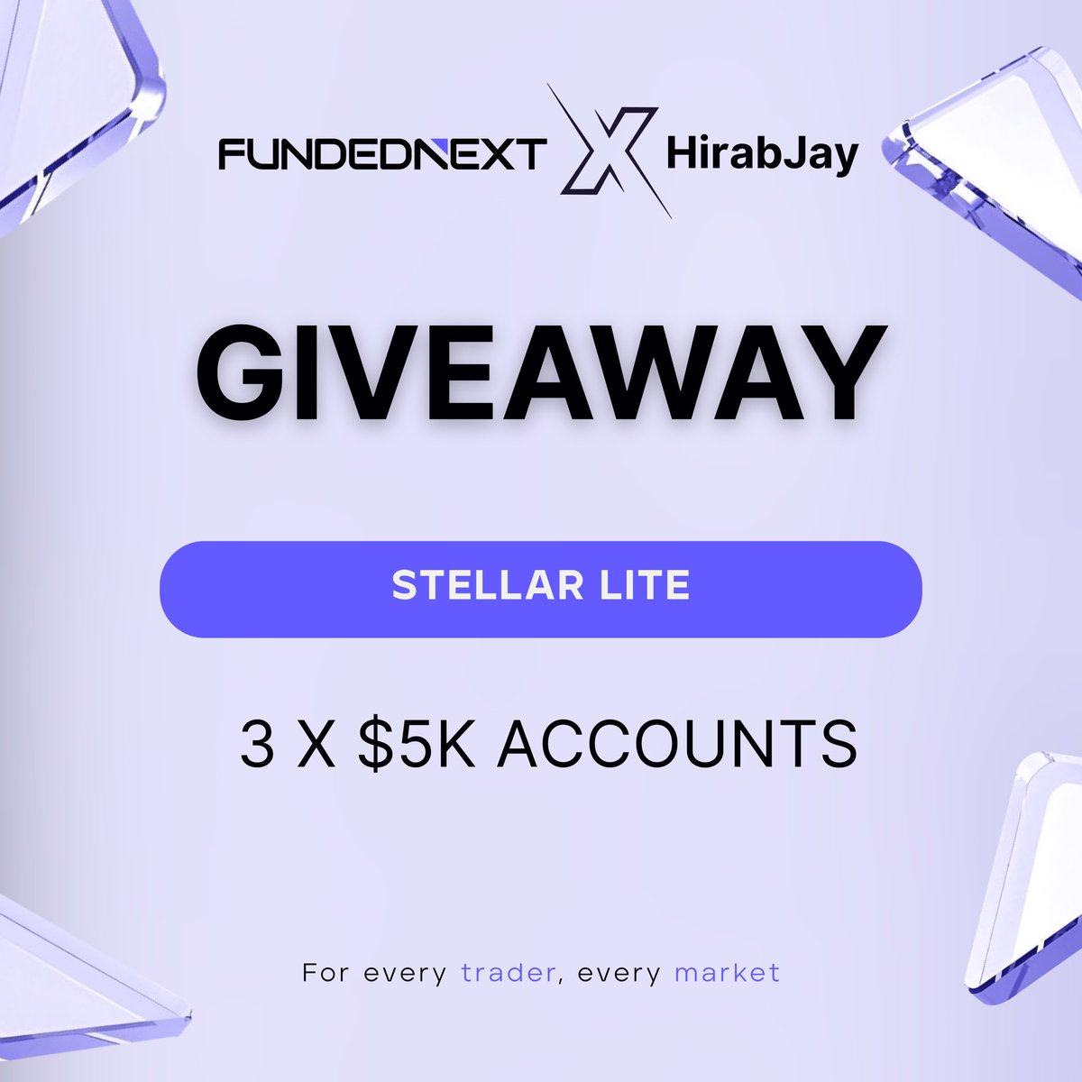 💜FUNDEDNEXT GIVEAWAY !🎁 

3 X $5,000 Stellar Lite 💜

✅Must Follow: <a href="/FundedNext/">FundedNext</a> ||<a href="/hirabjay/">HirabJay🕯️</a>

✅Also follow :  <a href="/starkhubz/">Herman Stark 🪐 ™</a> || <a href="/mhidxe/">mide 🎯</a> || <a href="/probernard_02/">Bernard</a> || <a href="/daniel_trades1/">Daniel🥷</a>
✅ Like and Retweet
✅ Tag 3 traders (Not Influencers) 
✅ Join Channel T.me/hirabverse

Winners