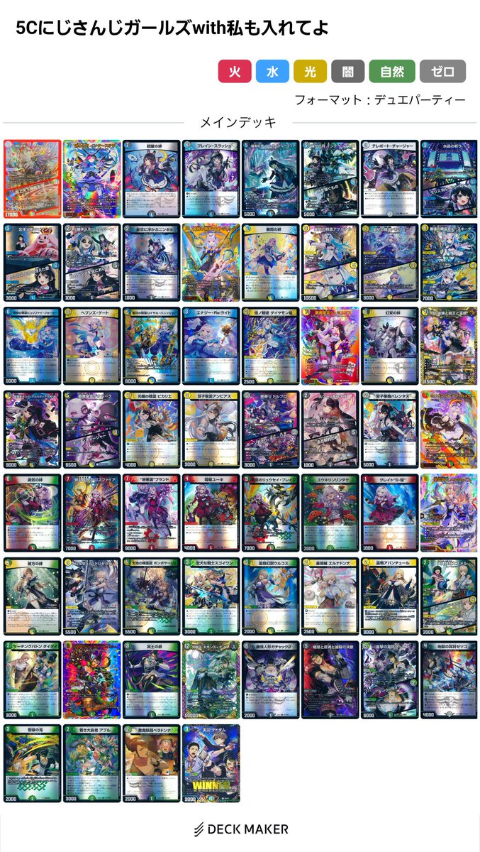 今日のデュエマファンフェスティバルで使用した2デッキです ・5Cにじ