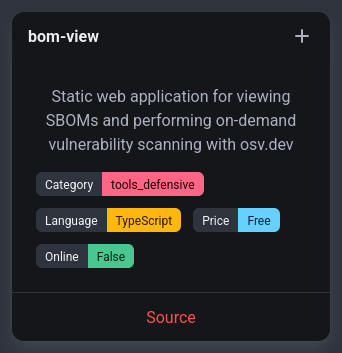 rawsec_cyber's tweet image. A new entry was added on the #Rawsec #Cybersecurity Inventory

Hristiyan Ivanov added

📌 bom-view 

inventory.raw.pm