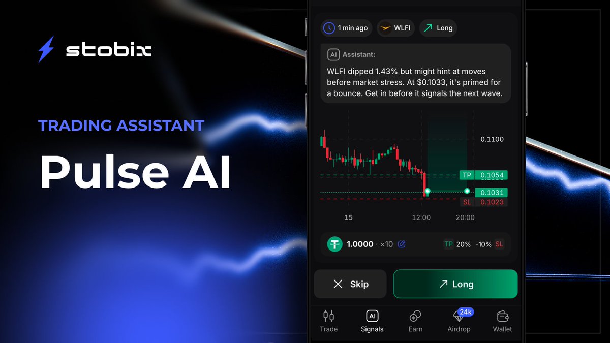 📊 Markets chaotic? Signals contradicting each other?

🤖 Pulse AI cuts through the noise - analyzing 30+ real-time metrics to highlight only high-conviction setups.

Trade sharper. React faster.

Try Pulse AI 👉 app.stobix.com/pulse?utm_sour…

Clear signals. Zero noise.