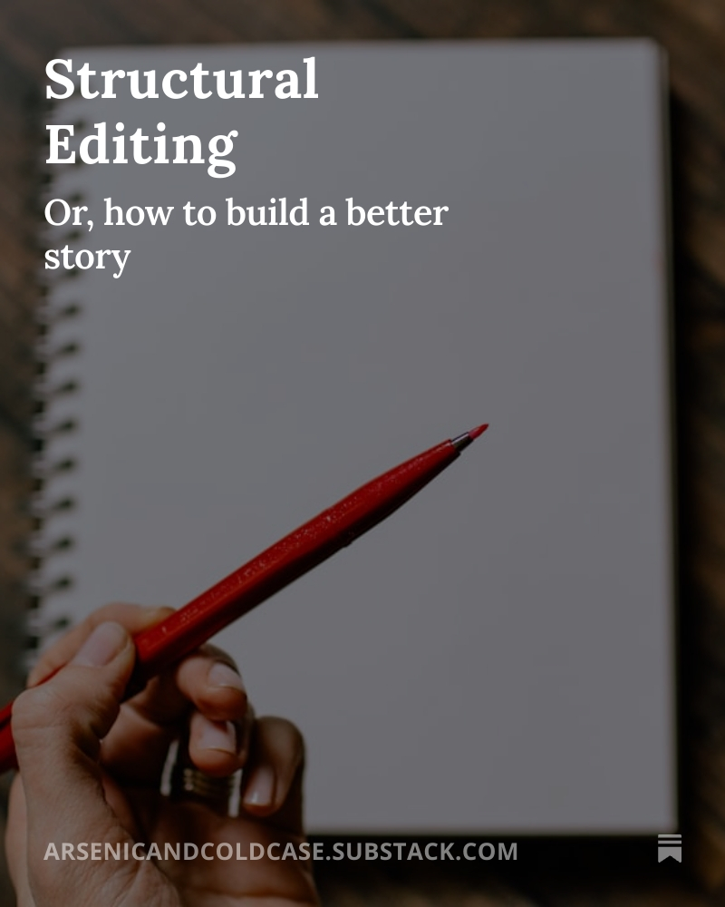 helenjauthor's tweet image. In today’s blog, I talk about my experience of Structural Editing with my publisher. And if you’d prefer to listen, this blog comes with an audio track too!

arsenicandcoldcase.substack.com/p/structural-e…

#pathtopublication #editing #structuralediting