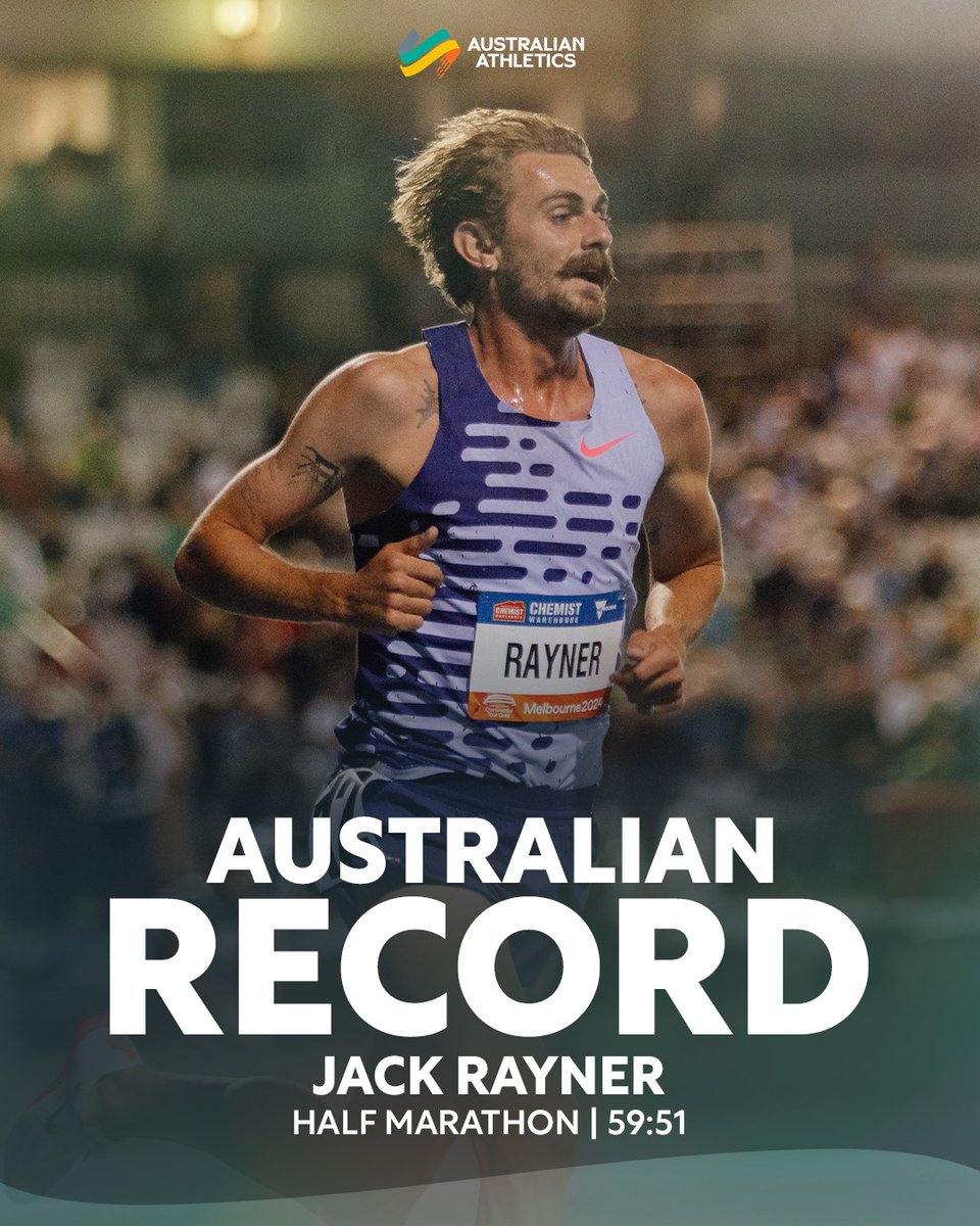 AustralianAths's tweet photo. JACK IS BACK 👑👑

Jack Rayner has become just the second Australian man in history to shatter the 60-minute barrier in the half Marathon, torching the streets of Barcelona in a time of 59:51 to take down Brett Robinson's national record of 59:57 set in 2020.

Rayner finished in sixth place in the Barcelona Half Marathon, smashing his previous best of 1:01:01!

#AthleticsNation