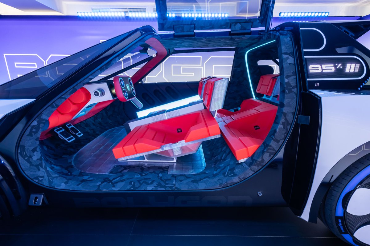 Peugeot's tweet image. Hypersquare®. Steer-by-Wire. A cabin that adapts to you. The #Peugeot Polygon Concept Car is the future of driving. How would you customise yours? #PeugeotPolygonConcept #LetTheFunBegin