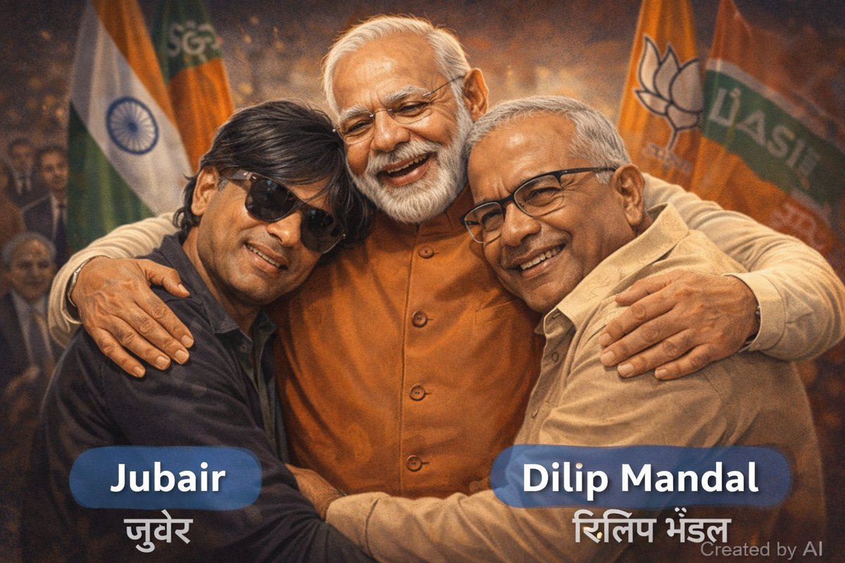 मेरी सलाह है कि मोदी जी को <a href="/Profdilipmandal/">Dilip Mandal</a> के साथ-साथ <a href="/zoo_bear/">Mohammed Zubair</a> को भी सलाहकार मंडल में शामिल कर लेना चाहिए। सवर्णों के ख़िलाफ़ क्या बढ़िया टीम तैयार होगी। पिछड़ों को मंडल जी के ज़रिये मोदी जी “जय भीम” से साध लेंगे और पसमांदा मुसलमानों को ज़ुबैर के ज़रिये..
<a href="/narendramodi/">Narendra Modi</a>