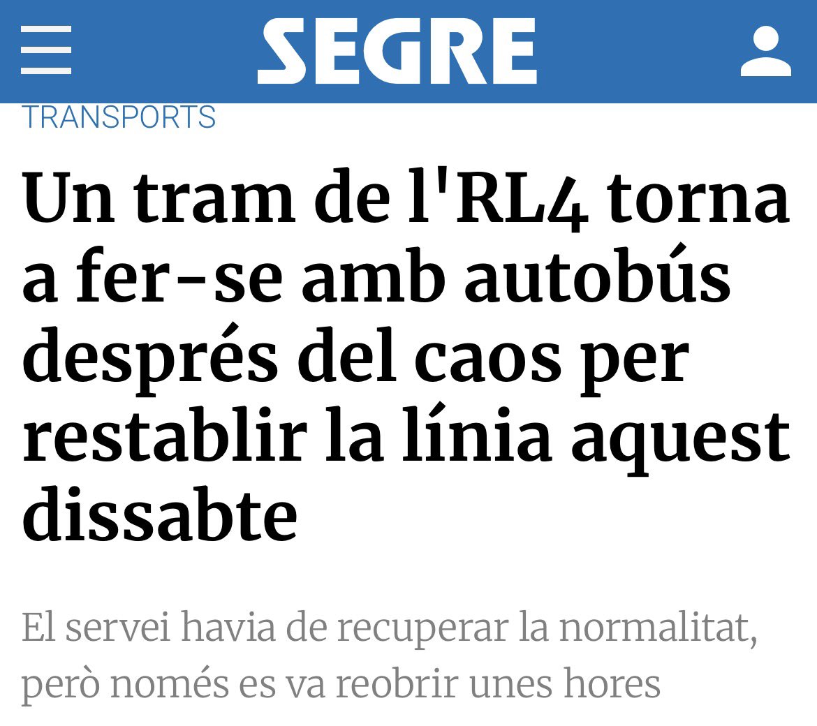 RL4 amb bus un altre cop. 

El tram #Cervera i #Calaf s'ha de fer amb autobús. 

El mateix <a href="/govern/">Govern de Catalunya</a> que no pot ni arreglar quatre vies de tren presumeix de "país avançat" i de seguretat. 

A qui volen enganyar? 

Només saben gestionar misèria i propaganda.