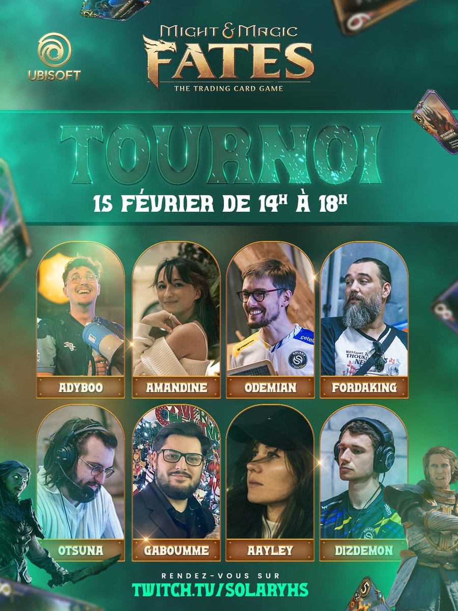 To celebrate our launch, we’ve partnered with <a href="/SolaryTV/">Solary</a> and they’re hosting a very first French Invitational 🎉

Featuring:
<a href="/MisterAdyboo/">Adyboo</a> <a href="/Gaboumme_HS/">Gaboumme</a> <a href="/ForDaKingHS/">ForDaKing</a> <a href="/OdemianHS/">SLY Odemian</a> <a href="/DizdemonHS/">SLY Dizdemon</a> <a href="/OtsunaFR/">Killian 'Otsu'</a> <a href="/aayley/">aayley 🌱</a> Amandine

Don’t miss it, live at 2PM CET on 👉 twitch.tv/solaryHS