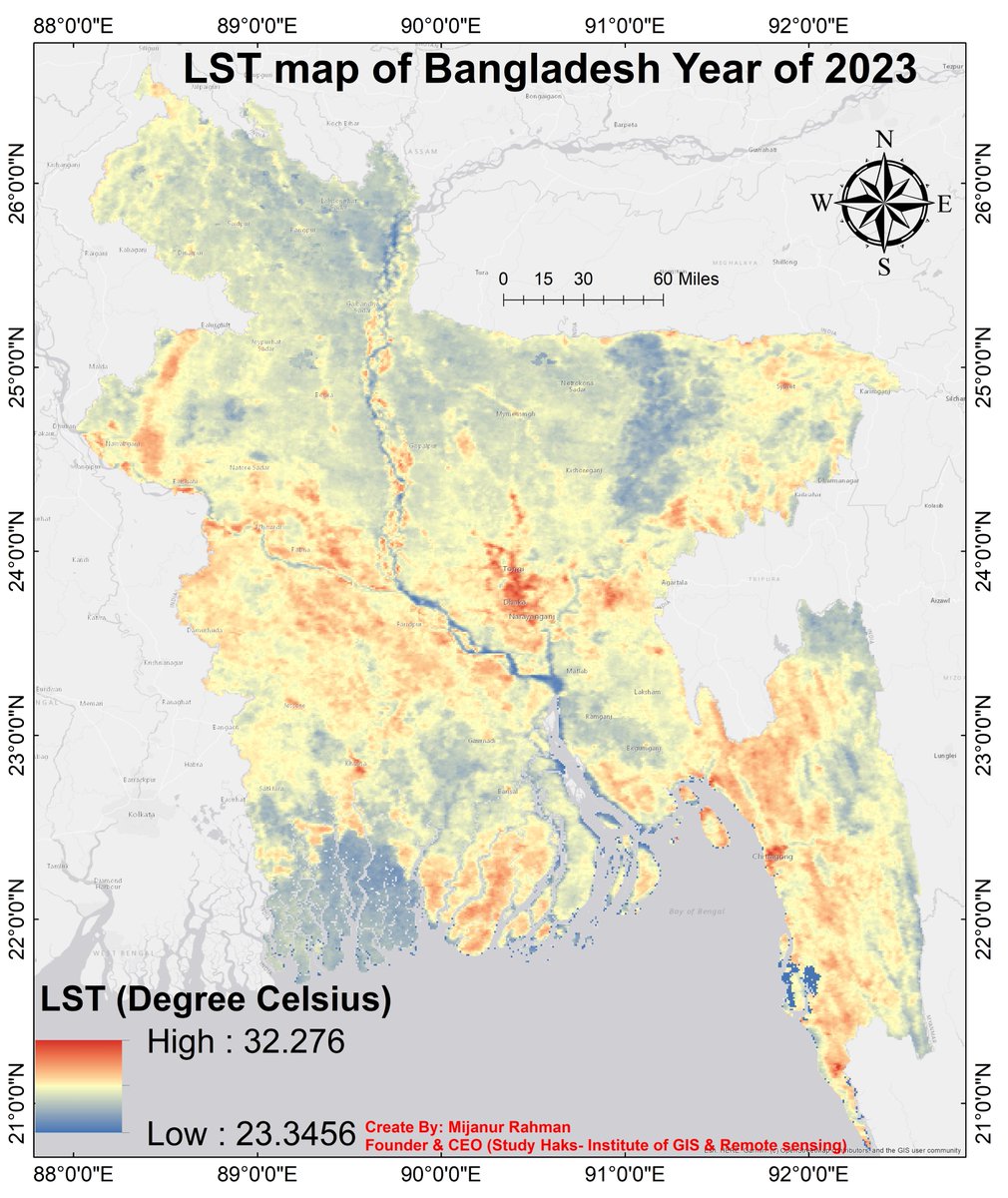 GISRSStudyHacks's tweet photo. 🔥 Can YOU Create a LST Map Like This? 🌡️🇧🇩
Registration info: https://t.co/i4EFoxX5HU
#GoogleEarthEngine #RemoteSensing #GIStraining #ClimateAnalysis #LST #UrbanHeatIsland #MachineLearning #SpatialAnalysis #Geospatial #EnvironmentalScience #StudyHacks #GISRSInstitute https://t.co/SWRI7NdlEQ