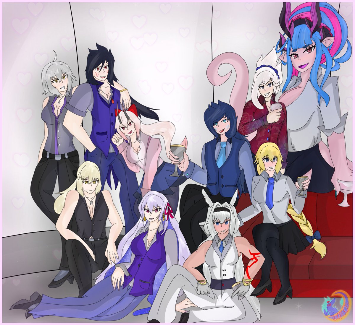 Valentine's Day Fanart 💙💖♥️
#digitalartwork 
#FGO 
#traditionalart 
#Suits 
#formal