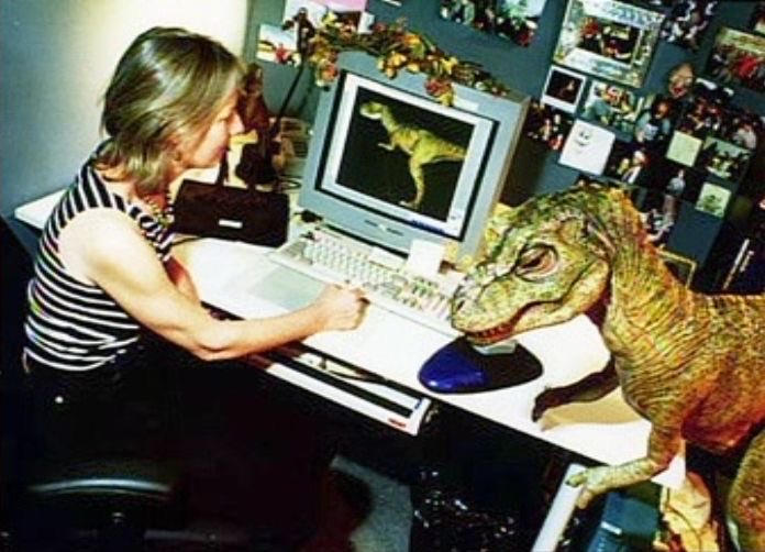 Behind the scenes of The Lost World. Now, did they make a cgi double for the life-sized puppet of the juvenile T. Rex?