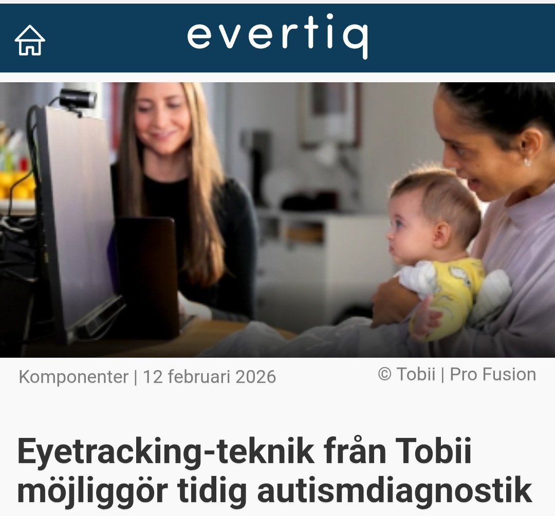 Eyetracking-teknik från <a href="/TobiiTechnology/">Tobii</a> möjliggör tidig autismdiagnostik.
evertiq.se/news/2026-02-1… | <a href="/EvertiqSe/">Evertiq Skandinavien</a> 
#EyeTracking #tech #innovation #SE #SwedishTech #Autism  <a href="/STHLMTech/">#SthlmTech</a>