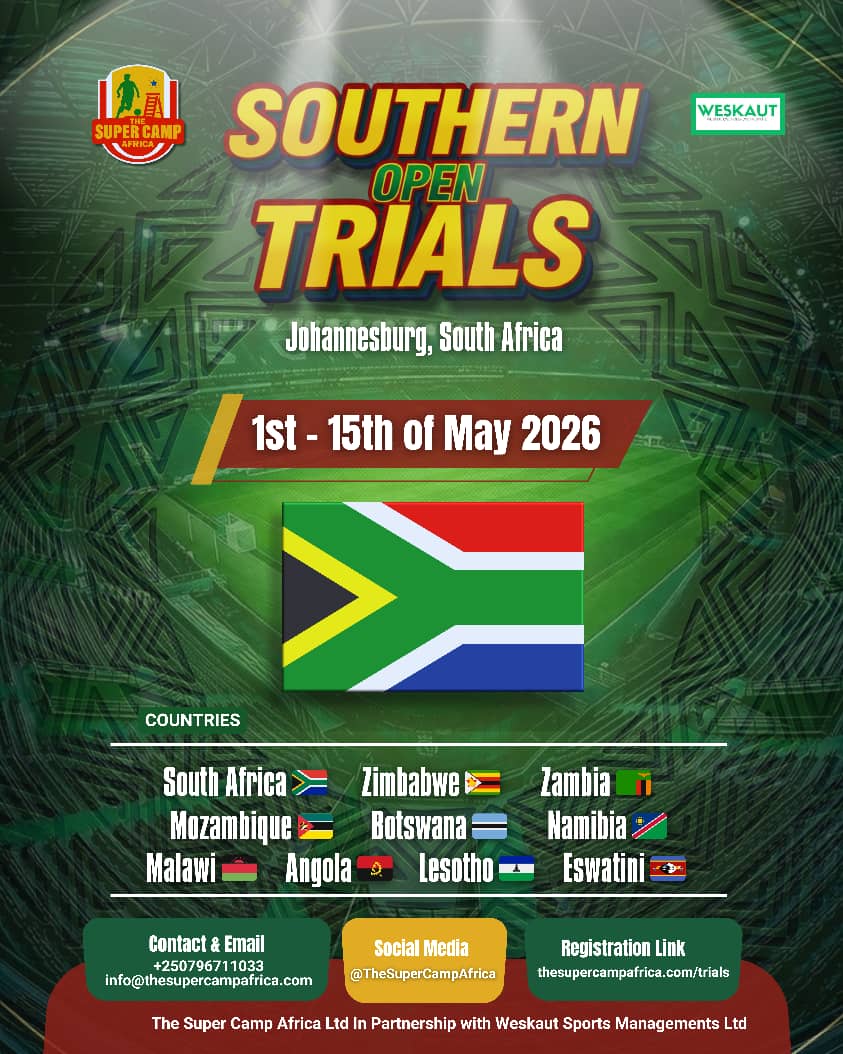 Southern Africa, it’s your turn ⚽🌍
The road to Morocco 2026 starts here.
Scouts are watching. Talents are rising.
Will you be there?

#SouthernAfricaTrials
#AfricaFootballScouts
#RoadToMorocco2026
#RisingAfricanPlayers
#NextFootballElite