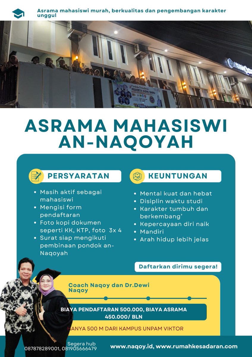 Biaya pendaftaran 500.000 Biaya bulanan 450.000,-  Hub 087878289001