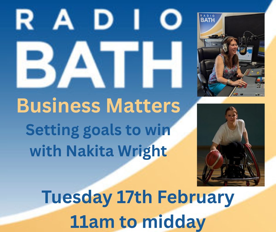 RadioBathDAB's tweet photo. Paralysed at age 7, Nakita Wright, the 18-year-old 2028 Paralympian hopeful from Trowbridge, will be talking about the importance of motivation, goal-setting, funding and resilience.  With parallels to striving for business success, it will be a great show. https://t.co/WTMrA3CQ4M