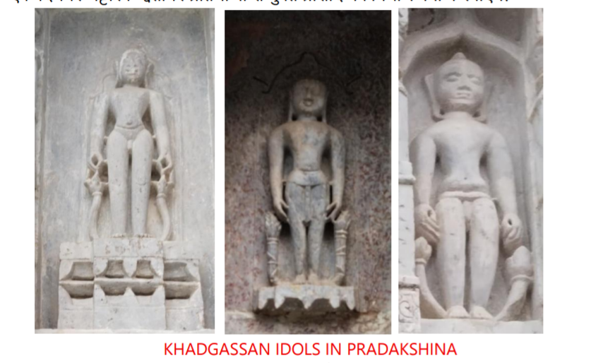 KesariyaItihaas's tweet photo. 🧵1/5
वि.स.1431 के एक शंकास्पद शिलालेख के अनुसार,यह प्रासाद दिगंबर भट्टारक धर्मकीर्ति की प्रेरणा से निर्मित किया गया था। इस संदर्भ में दो तथ्यों पर विशेष ध्यान देना आवश्यक है। पहला चित्र मूल प्रासाद की प्रदक्षिणा का है। प्रथम दृष्टि में यह एक खड्‌गासन मुद्रा मे स्थित https://t.co/6yW5QltX3a