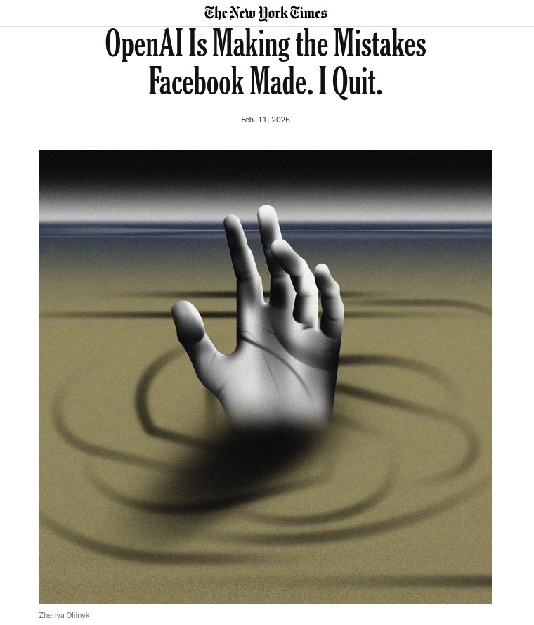 OpenAI went from non-profit, to for-profit, to using ads to maximize profits.

Former researchers are now sounding the alarm, fearing that using personal data for advertising could lead to unprecedented psychological manipulation, mirroring Facebook.

Decentralizing AI is more