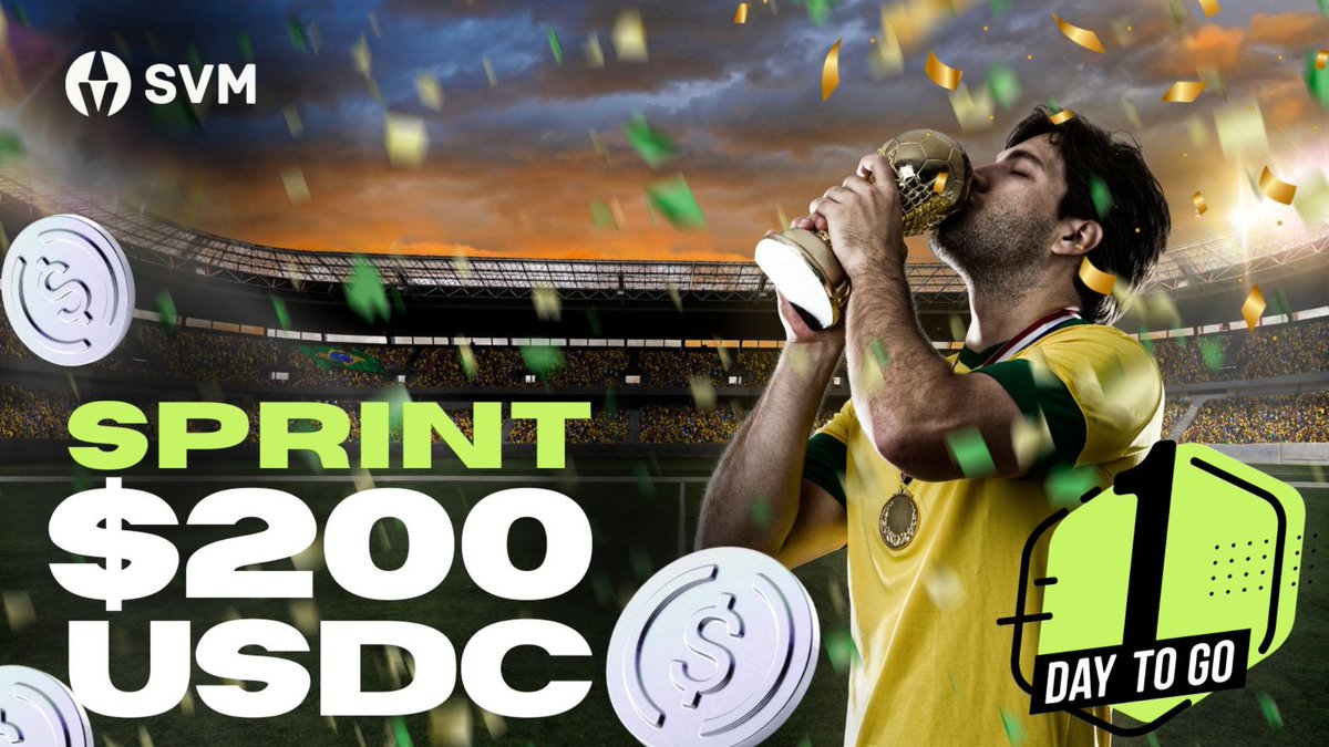 1 DAY LEFT ⏰

The leaderboard won’t wait.
The XP won’t farm itself.
And $200 USDC is going to someone who SHOWED UP. 💰

⏳ 24 hours. No excuses.

👉zealy.io/cw/sportvaluet…

#Zealy #SVM #USDC