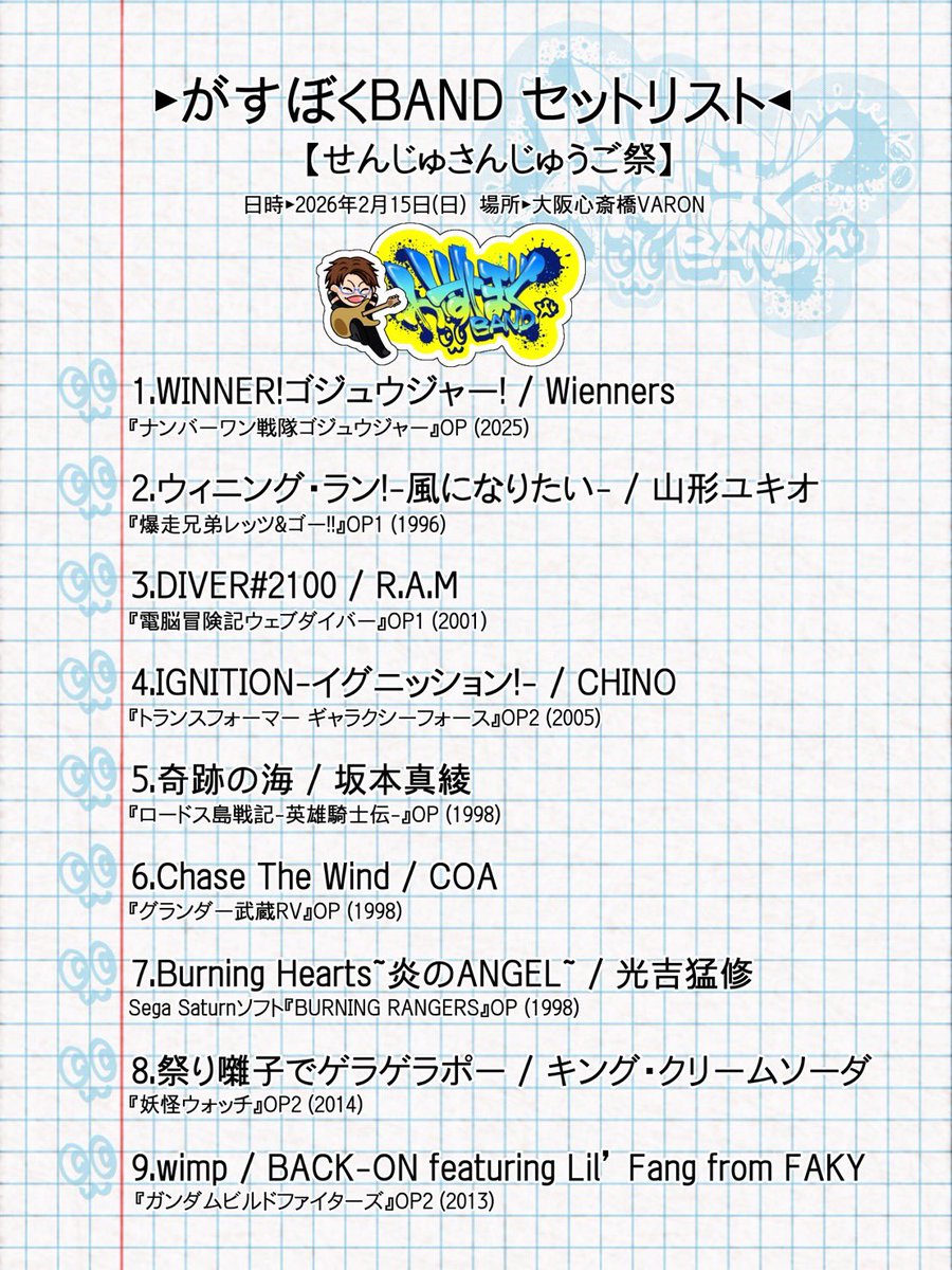 gasui_'s tweet image. #せんじゅさんじゅうご祭 #がすぼくBAND でした‼️

トップバッターありがとうございました👀

またどこかでお会いしましょう✌️

知ってる曲知らない曲よかったらタグ付きで教えてね✨