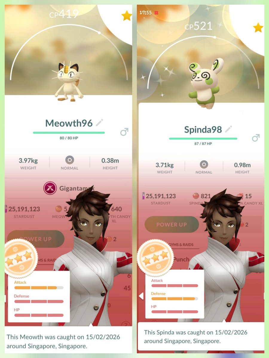 Gmax Meowth wasn't that exciting ☺️ But ✨️💔Spinda was another story 🥳🥳🥳 Glad to get it before event ends tonite ☺️😊