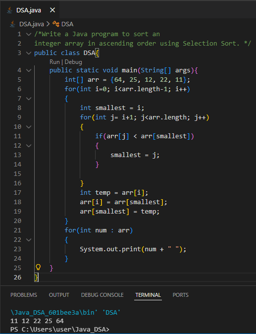 4021_Ashish's tweet photo. Day 4/100 of #100DaysOfCode: Kicked off my #DSA journey with a #SelectionSort problem ✅ Quite interesting to solve! Excited for what's next. 📷#CodingChallenge #DevCommunity #CodingJourney #Coding #javabh https://t.co/2NxDw457Hk