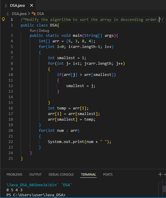 4021_Ashish's tweet photo. Day 4/100 of #100DaysOfCode: Kicked off my #DSA journey with a #SelectionSort problem ✅ Quite interesting to solve! Excited for what's next. 📷#CodingChallenge #DevCommunity #CodingJourney #Coding #javabh https://t.co/2NxDw457Hk