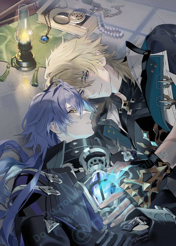 3月のルカキリ表紙絵塗り終わった⚔️🕯️ノベルティでポストカードにもする予定