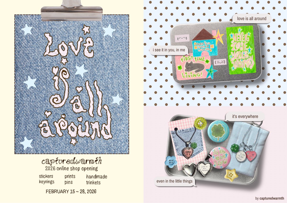 capturedwarmth's tweet image. 𝙻𝙾𝚅𝙴 𝙸𝚂 𝙰𝙻𝙻 𝙰𝚁𝙾𝚄𝙽𝙳 𖦹
[ february pre-order event ]

🗓️ feb 15 ~ 28 / until slots last
order here ↴
🔗 tinyurl.com/capturedwarmth…

° ˛ ° ˚* _Π_____*☽*˚ ˛
✩ ˚˛˚*/______/__＼。✩˚ ˚˛ ♡
˚ ˛˚˛˚｜ 田田｜門｜ ˚ ˚