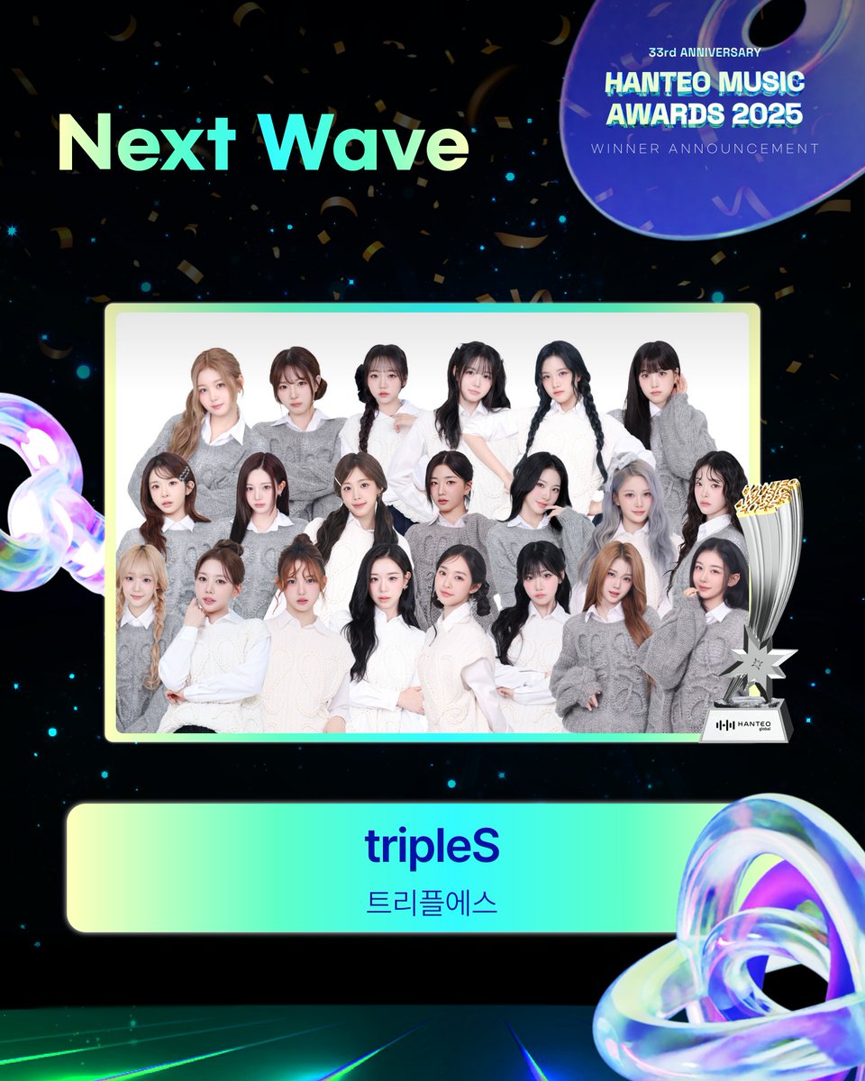 Hanteo_HMAs's tweet image. #HMA2025 #한터뮤직어워즈2025

🏆Next Wave

#tripleS #트리플에스
@triplescosmos

수상을 진심으로 축하합니다!

#HanteoMusicAwards2025