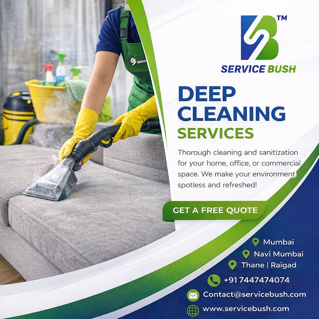 ServiceBush's tweet photo. Professional Deep Cleaning Services in Mumbai | Navi Mumbai | Thane | Raigad
Home &amp; Office Cleaning Experts
📞 +91 7447474074
#DeepCleaning #Mumbai #CleaningServices https://t.co/9jWBOirgd4