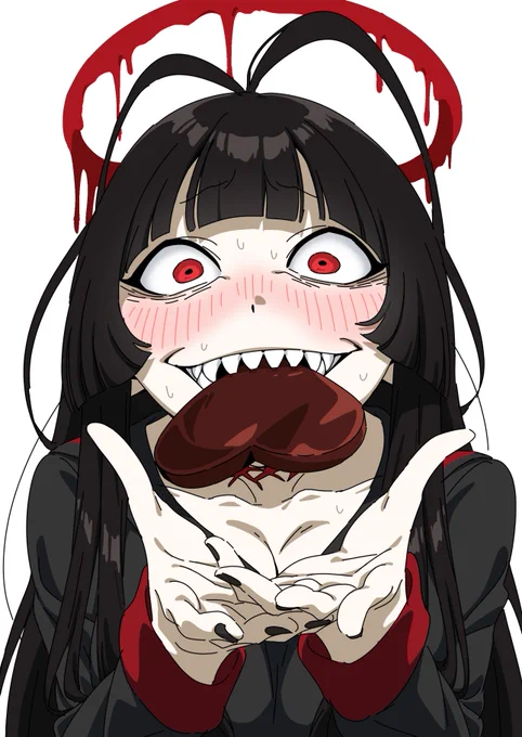 チョコを口渡しするツルギです。 #ブルアカ