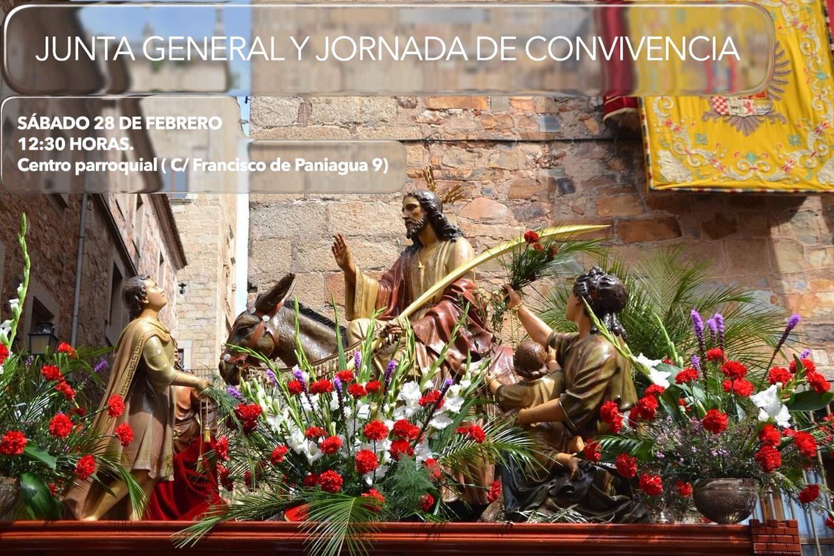 JUNTA GENERAL Y CONVIVENCIA DE HERMANOS. SÁBADO 28 DE FEBRERO. ¡ Os esperamos! 🌿🌿🌿Somos cofrades de los Ramos de Cáceres 🌿🌿