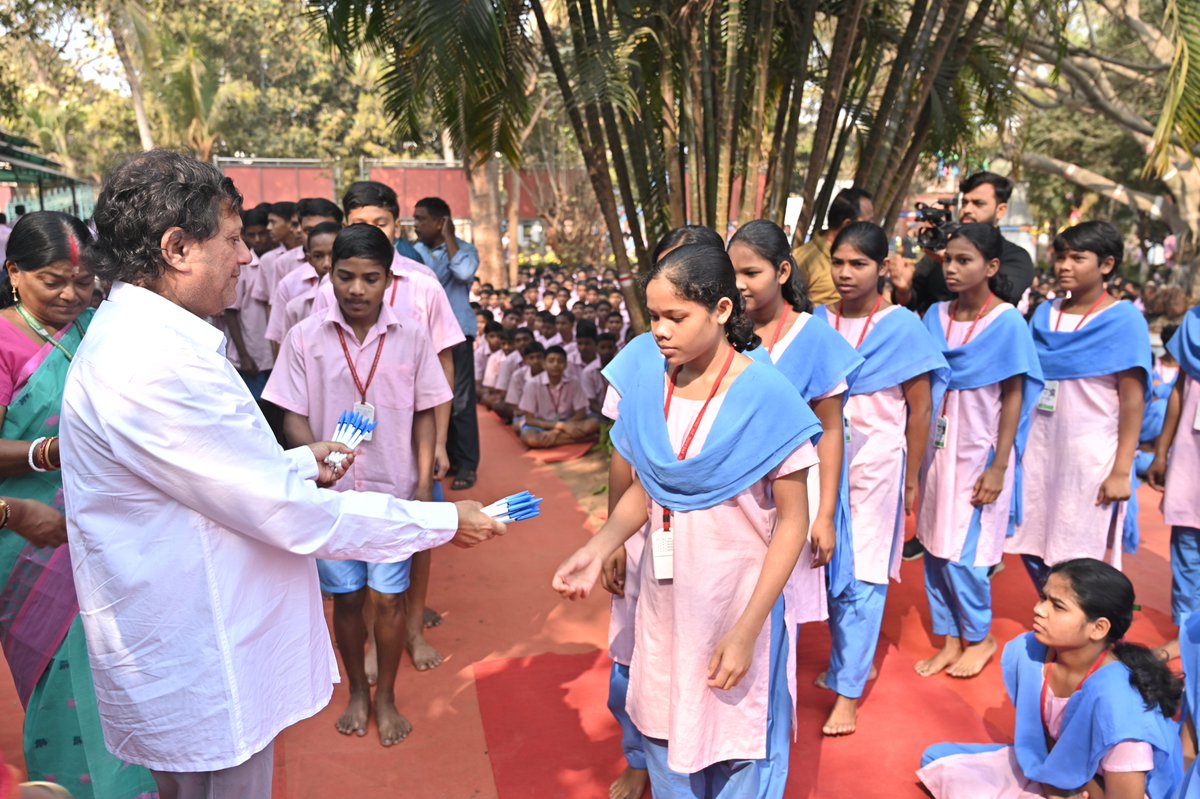 achyuta_samanta's tweet photo. Every year, before the Matric Examination, I make it a point to meet my children at KISS and hand over a pen to each of them. It is a small gesture, but it carries my blessings and my faith in them.

This year, 2,100 of our students — 1,100 girls and 1,000 boys — are appearing for the examination conducted by the Board of Secondary Education, Odisha. It is perhaps the highest number from any single school in the country. For many of these children, this examination is not just about marks; it is about hope, confidence and a step towards a brighter life. Most come from very humble backgrounds, yet they carry big dreams. I always tell them to remain calm, stay focused and write their exams without fear. Hard work and sincerity will always bring results.

My blessings are always with them. May they move ahead with confidence and make their families and society proud.