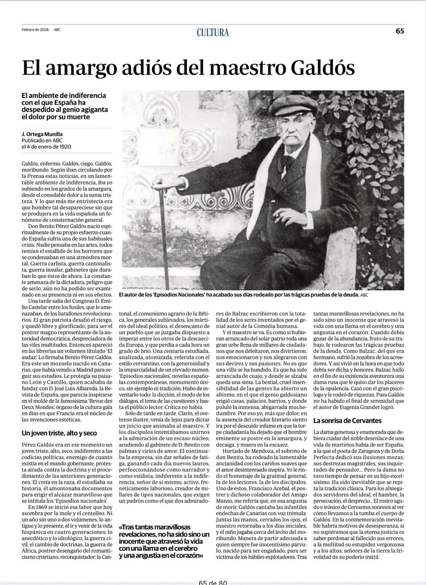 Sergio_Mira's tweet image. La muerte de Galdós en el @abc_es del 4 de enero de 1920.