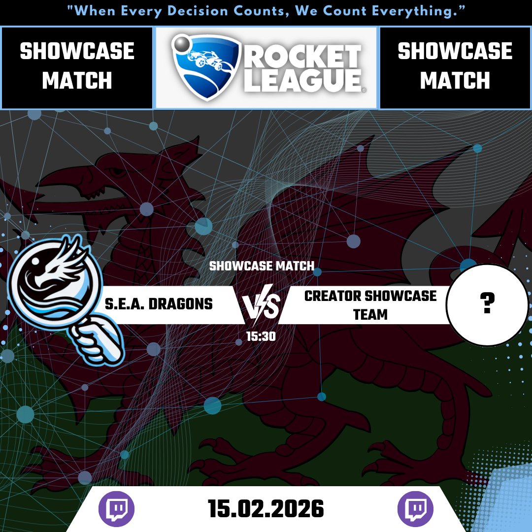 🎮 Showcase match today

S.E.A. Dragons take part in a special showcase stream at 15:30.

Live via <a href="/PrilDeterjan/">Pril Deterjan 🇹🇷</a> - keep an eye out for who our opponents are…

#SEADragons #RocketLeague