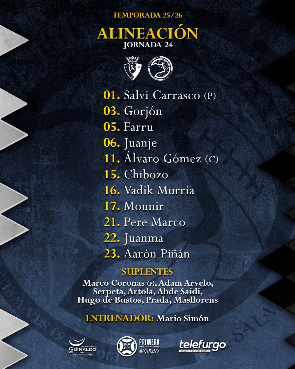 ⚽ ALINEACIÓN | XI inicial frente a <a href="/Osasuna/">C. A. OSASUNA</a> Promesas:

#Irreductibles ⚔️
#OsasunaPromesasUnionistas