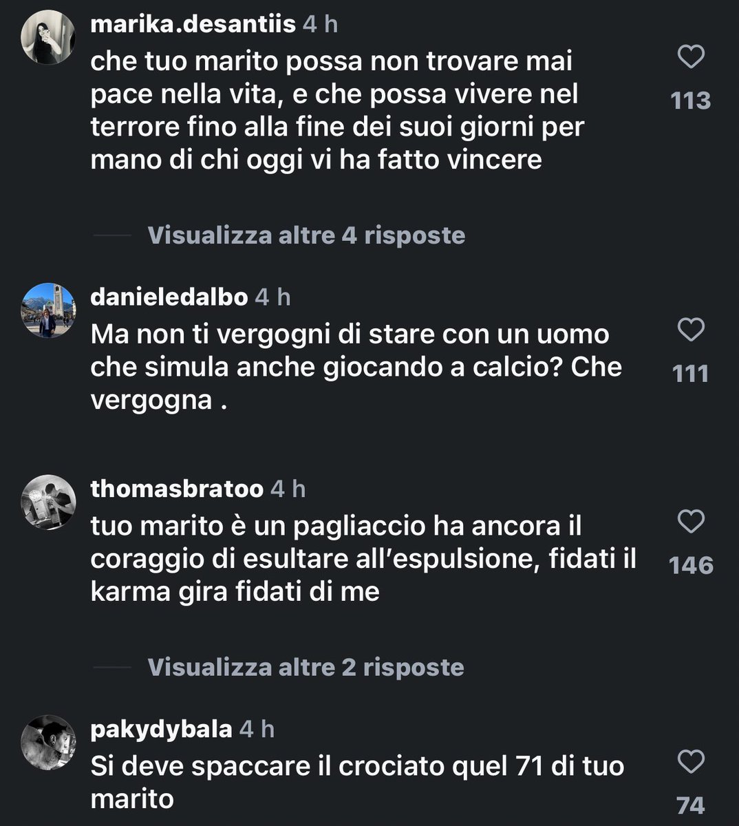 scvgIia's tweet image. alcuni dei commenti sotto l’ultimo post della moglie di #Bastoni

l’hanno presa bene