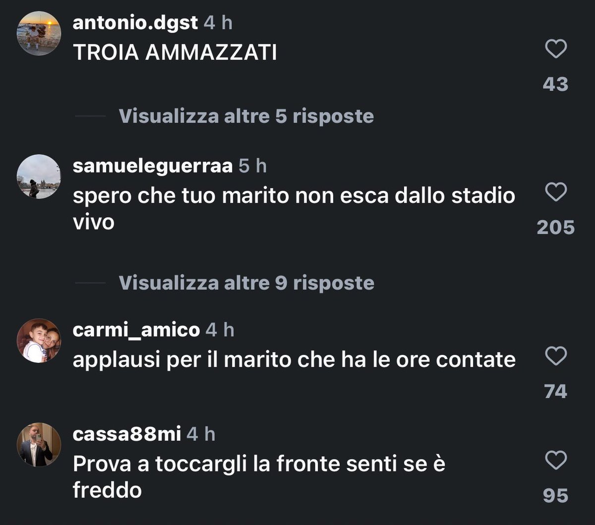 scvgIia's tweet image. alcuni dei commenti sotto l’ultimo post della moglie di #Bastoni

l’hanno presa bene