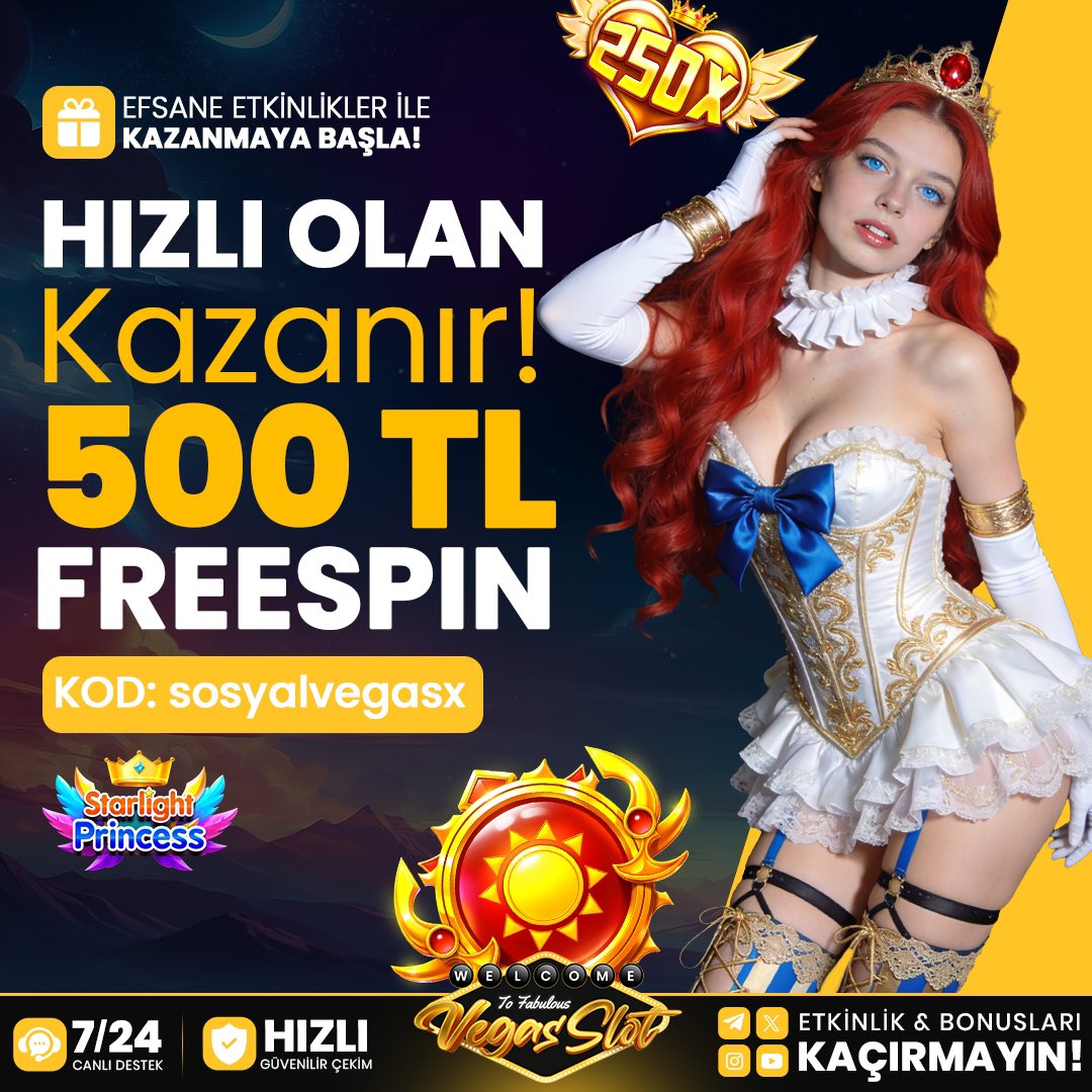 500 TL DEĞERİNDE 50 FS

KOD: sosyalvegasx

Starlight Princess oyununda geçerli!

HIZLI OLAN KAZANIR

TIKLA: t2m.io/vegassosyal