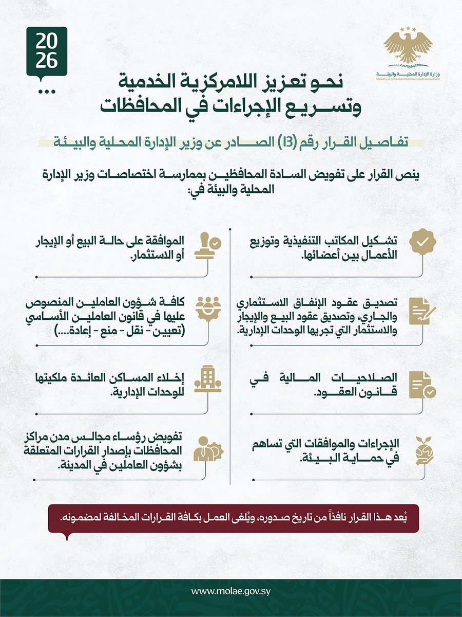 وزارة الإدارة المحلية والبيئة السورية tweet media