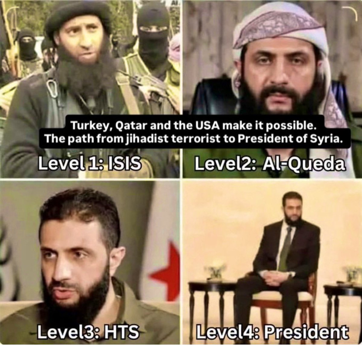 From terrorism, mass murder and rape to President of Syria. How was he so easily legitimised? How can the world turn a blind eye to his terrorist past? And how come we Kurds are victimised yet again by being asked to accept these terrorist as our government?!? Why is our