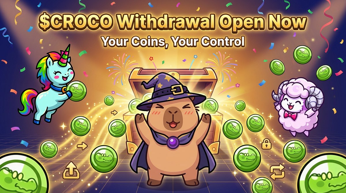 BIG NEWS: $CROCO WITHDRAWAL OPEN!

Hey PYBOBOs! Your mined $CROCO can now move freely.
Now You Have 3 Way to deal with your $CROCO:

1. Withdrawal $CROCO with gas fee:
Withdraw anytime—fees start at 50%, drop 4% per day.
→ Wait 10 days = only 10% fee (the minimum)
For Star