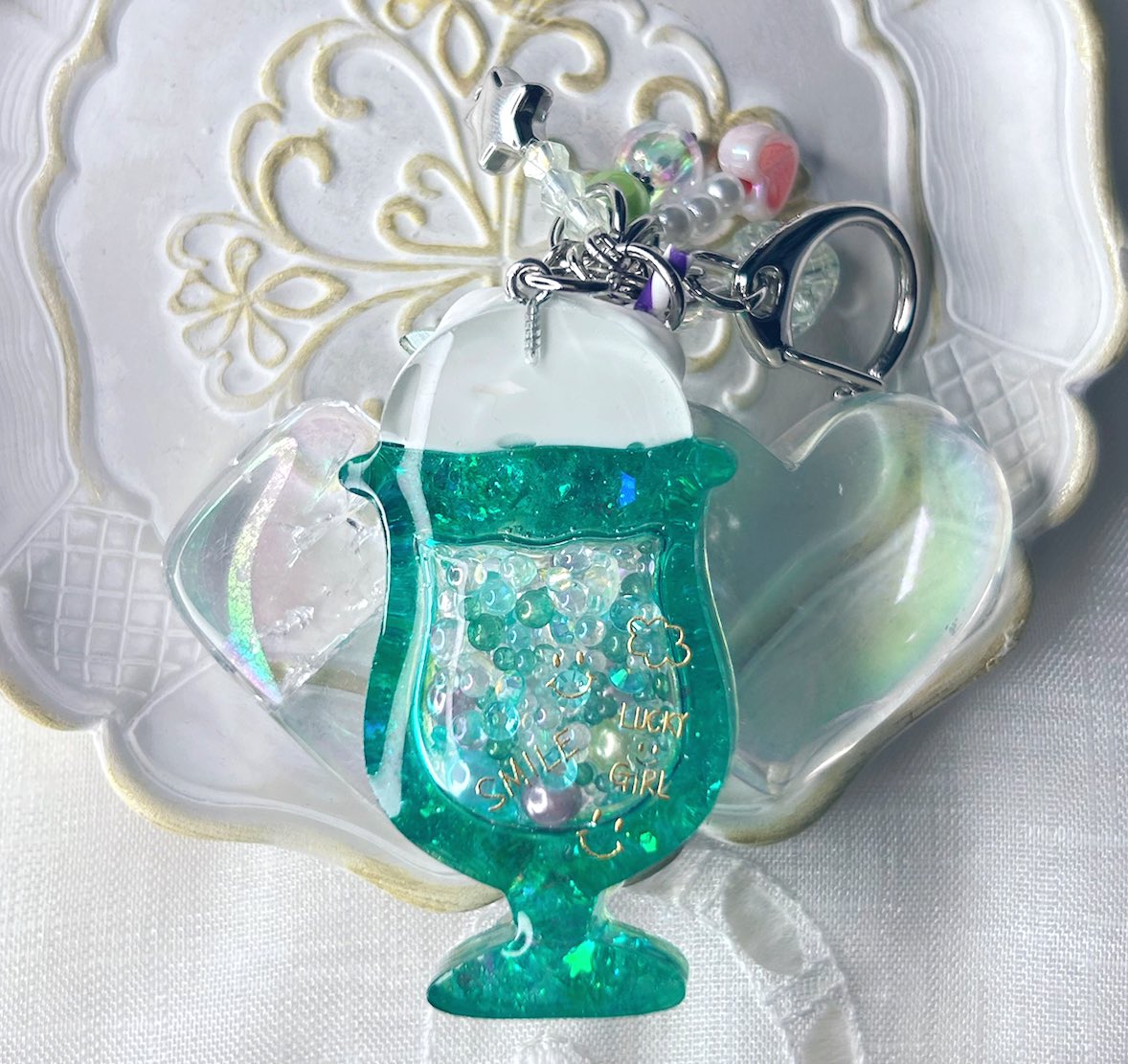 また作ってみた🍨🍹🤍💚✨🫧 #レジン #ハンドメイド好きさんと繋がりたい