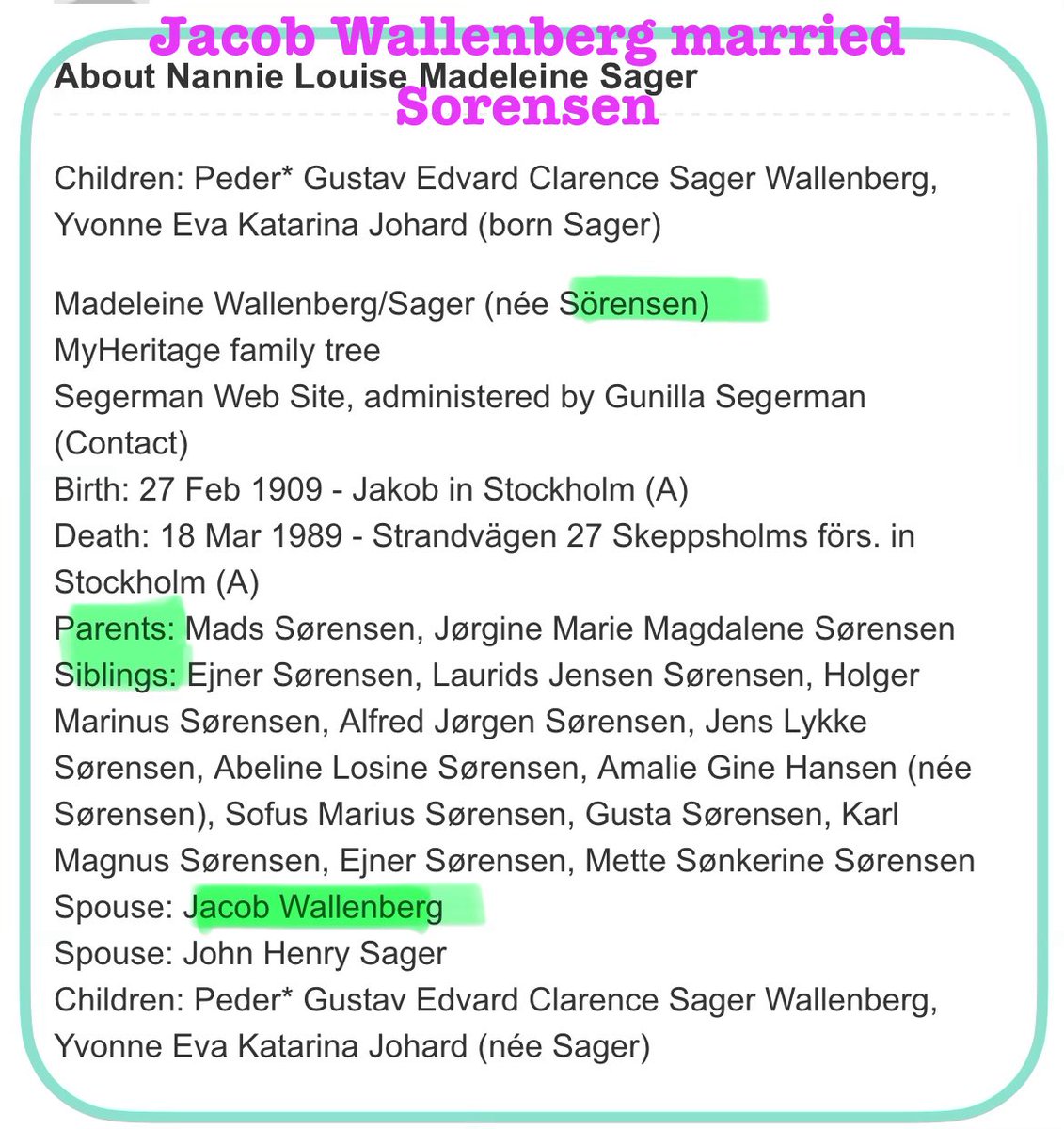 Meowllian's tweet image. Yes and the same players / families involved in the founding of the Bank of International Settlements (BIS) 

Jacob Wallenberg marries Sorensen 
Thomas McKittrick (President of BIS) is also a Sorensen 

G4S - Sorensen 

Geo Group - Wackenhut - Sorensen 

Royal Caribbean Group -
