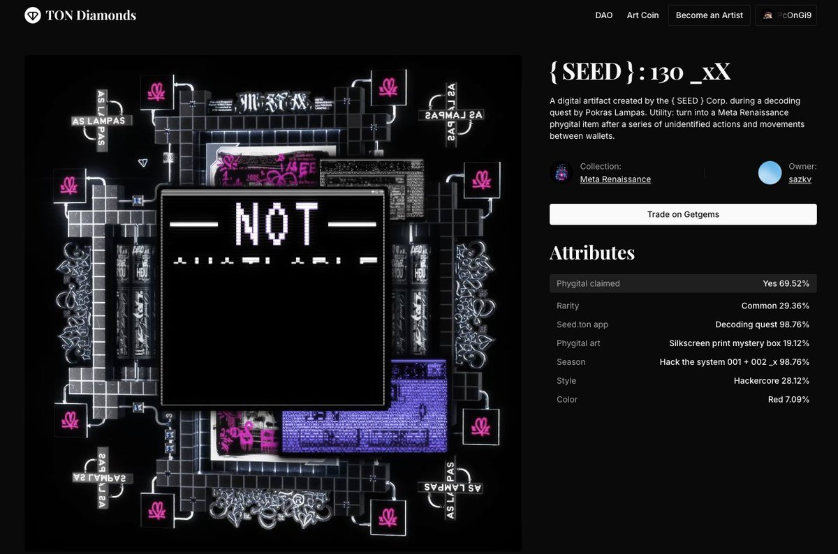 sazkvm's tweet image. btw, I’ve been waiting ~1.5 years for the physical art delivery after buying an NFT on @TonDiamonds from @PokrasLampas 

First they said it was stuck at customs because of batteries. Then for ~6 months it was “shipping soon.” This year they just stopped replying.

If you’re new