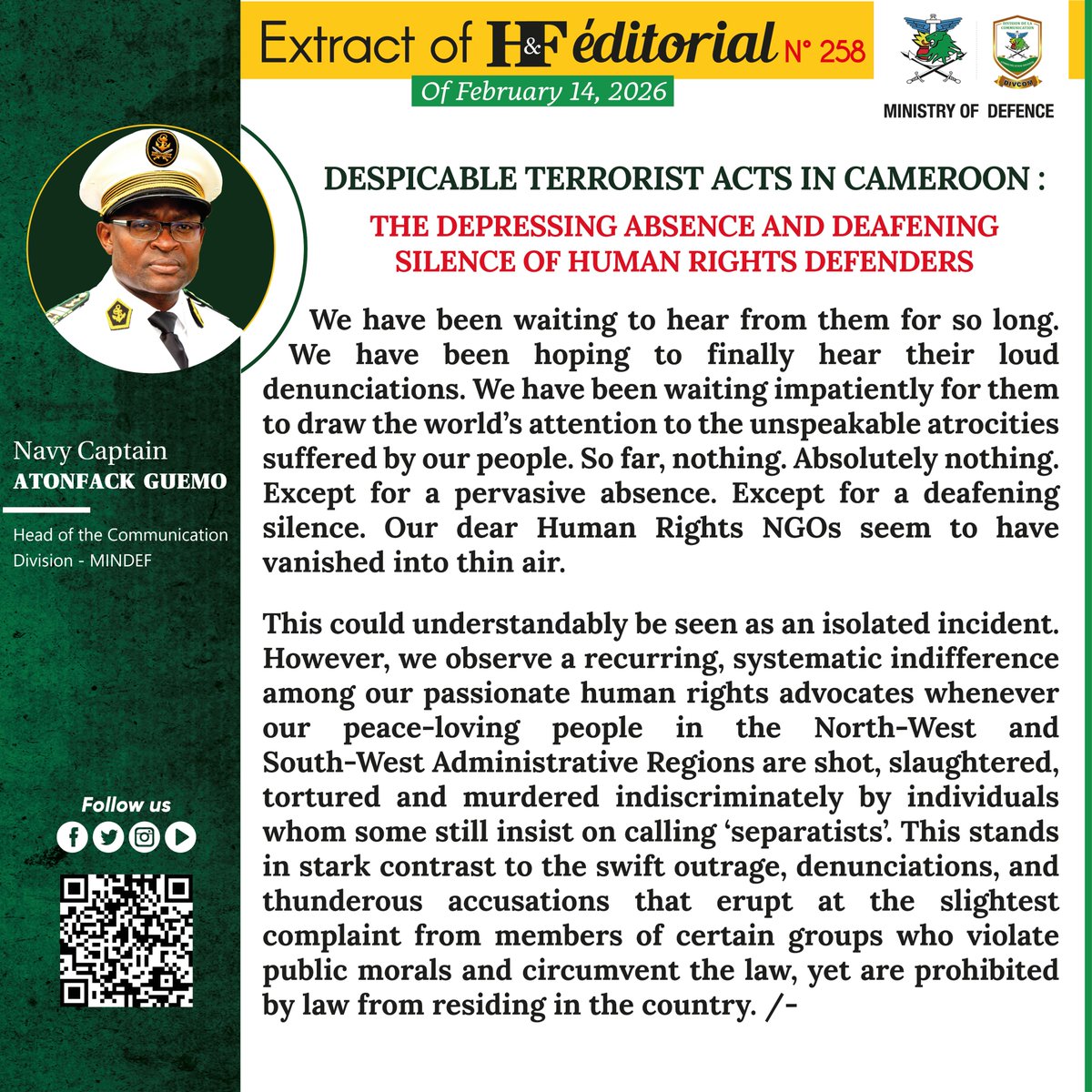 Ministère de la Défense du Cameroun tweet media